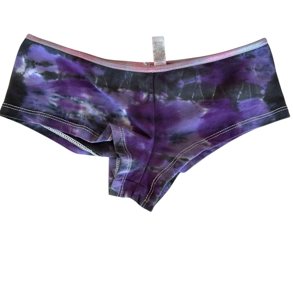Junior Womens Panties Size Medium Handmade Tie Dye Underwear Purple Black New